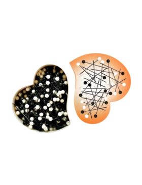 Szpilki niklowane zwykłe w serduszku PONY - BLACK (zebra) - 0,60x30 mm - 28831 - 25g/opak.