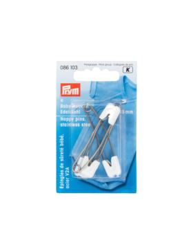 Agrafki dziecięce z zabezpieczeniem PRYM - 55 mm - białe - 086103 - 4szt./opak.