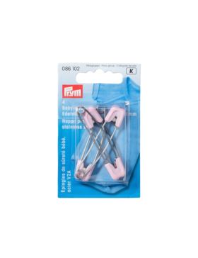 Agrafki dziecięce z zabezpieczeniem PRYM - 55 mm - różowe - 086102 - 4szt./opak.