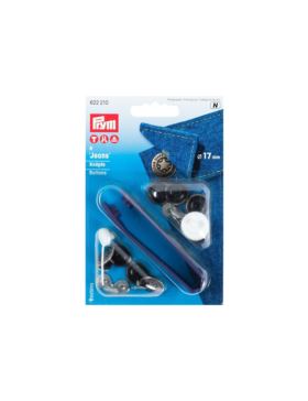 Zestaw zaciskacz + guziki metalowe do jeansu PRYM - American Stars - 17 mm - 622210 - 8szt./opak.