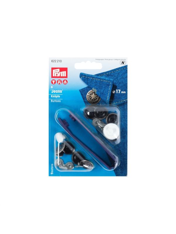 Zestaw zaciskacz + guziki metalowe do jeansu PRYM - American Stars - 17 mm - 622210 - 8szt./opak.