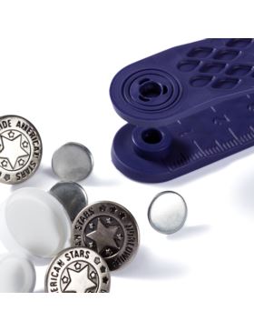 Zestaw zaciskacz + guziki metalowe do jeansu PRYM - American Stars - 17 mm - 622210 - 8szt./opak.