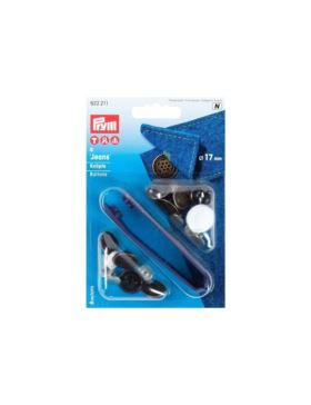 Zestaw zaciskacz + guziki metalowe do jeansu PRYM - Flower - 17 mm - 622211 - 8szt./opak.