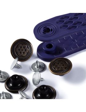 Zestaw zaciskacz + guziki metalowe do jeansu PRYM - Flower - 17 mm - 622211 - 8szt./opak.