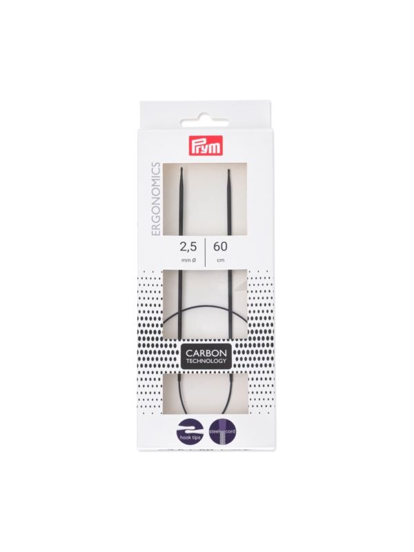 Druty na żyłce ergonomiczne PRYM - Carbon - 60 cm