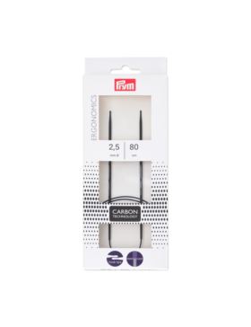 Druty na żyłce ergonomiczne PRYM - Carbon - 80 cm