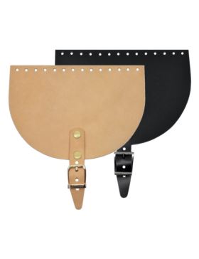 Klapka do toreb skórzana naturalna na magnes (klamra) - Jucht - 200x150 mm - KLAP20X15