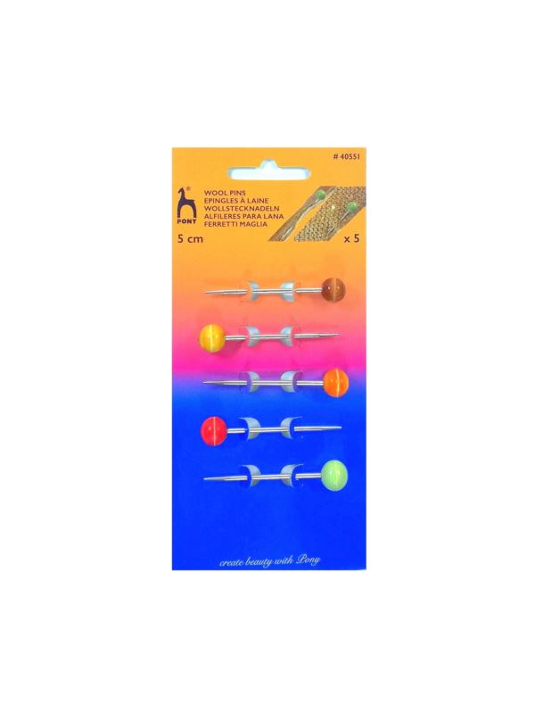 Szpilki dziewiarskie z drewnianymi łepkami PONY - 2,00x5,00 mm - 40551 - 5szt./opak.