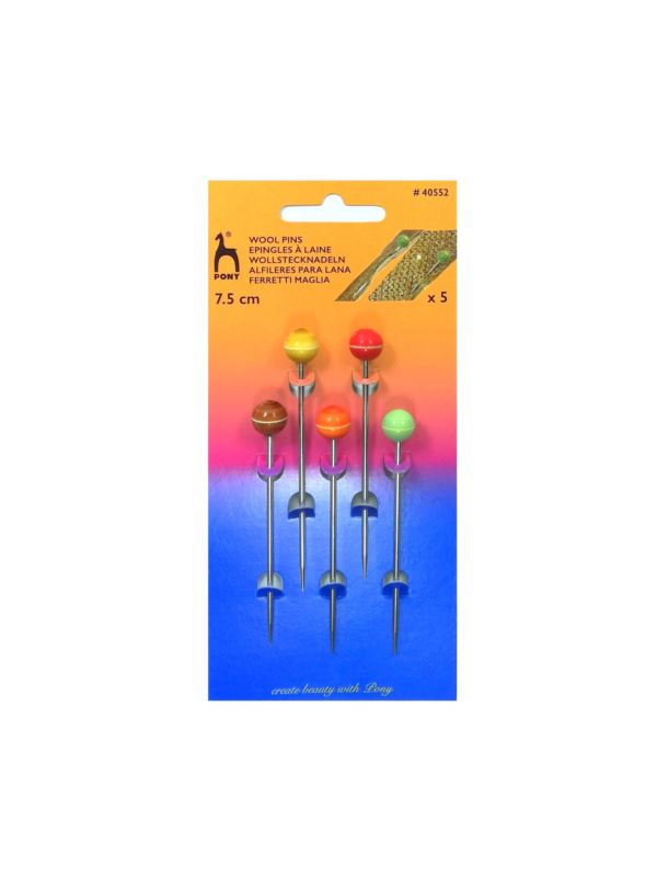 Szpilki dziewiarskie z drewnianymi łebkami PONY - 2,00x7,50 mm - 40552 - 5szt./opak.