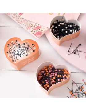 Szpilki niklowane zwykłe w serduszku PONY - BLACK (peach) - 0,60x30 mm - 28832 - 25g/opak.