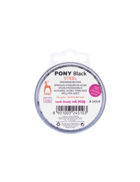 Szpilki niklowane zwykłe z gąbką PONY - BLACK - 0,60x30 mm - 24510 - 25g/opak.