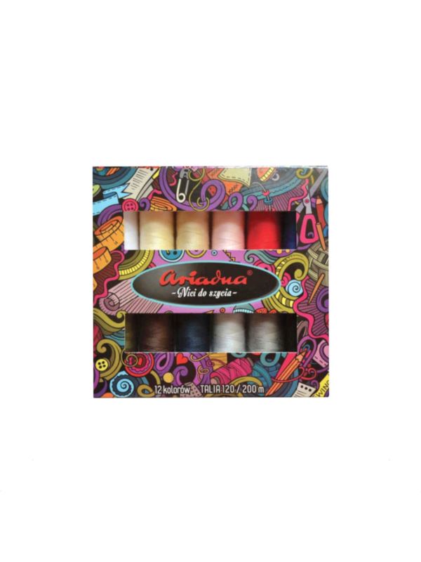 Zestaw nici ARIADNA - Talia 120 - podstawowe - 12szt.x200mb/opak.