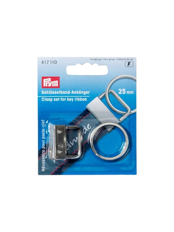 Końcówka metalowa do paska z breloczkiem PRYM - 25 mm - srebrna - 417110