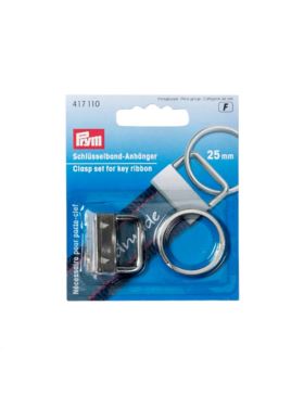 Końcówka metalowa do paska z breloczkiem PRYM - 25 mm - srebrna - 417110