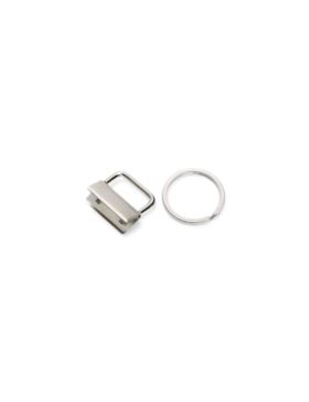 Końcówka metalowa do paska z breloczkiem PRYM - 25 mm - srebrna - 417110