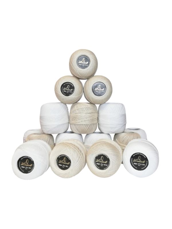 Kordonek/zestaw LIMOL - Mercerizado - 100% bawełna - gr.4,6,8,12 - blanco/crudo - 16szt.x100g/opak.