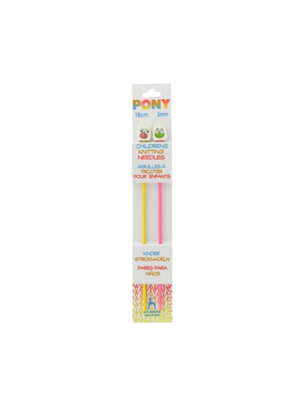 Druty proste plastikowe dla dzieci PONY - 18 cm - para/opak.