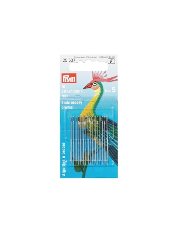 Igły ręczne do haftu z czubkiem ostre PRYM - rozm.5 (crewels) - 125537 - 6szt./opak.