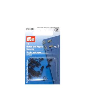 Haftki metalowe PRYM - rozm.1 - czarne - 263849 - 12szt./opak.