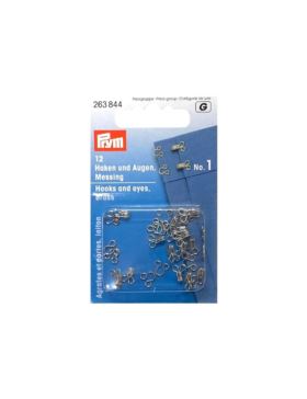 Haftki metalowe PRYM - rozm.1 - srebrne - 263844 - 12szt./opak.