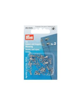Haftki metalowe PRYM - rozm.2 - srebrne - 263845 - 12szt./opak.