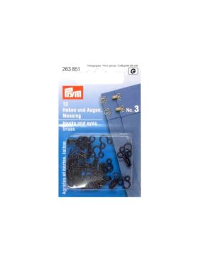 Haftki metalowe PRYM - rozm.3 - czarne - 263851 - 12szt./opak.