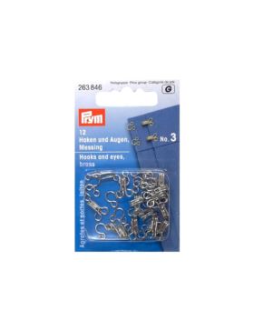 Haftki metalowe PRYM - rozm.3 - srebrne - 263846 - 12szt./opak.