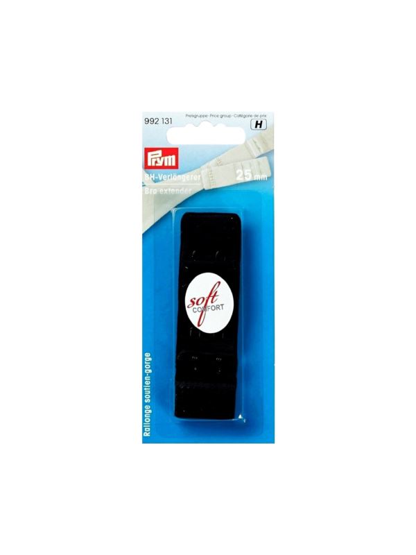 Przedłużacz obwodu do biustonosza PRYM - 3x2 haftki - 25 mm - czarny - 992131