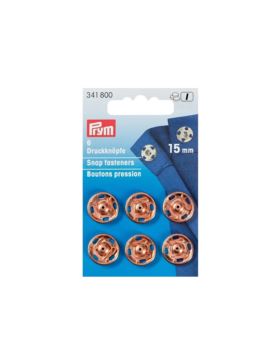 Zatrzaski metalowe PRYM - 15 mm - różowe złoto - 341800 - 6szt./opak.