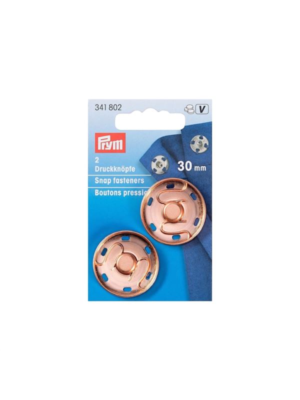Zatrzaski metalowe PRYM - 30 mm - różowe złoto - 341802 - 2szt./opak.