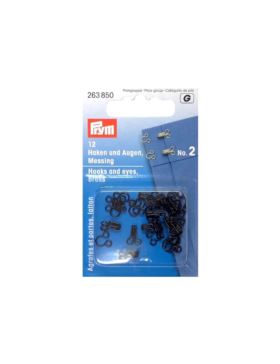Haftki metalowe PRYM - rozm.2 - czarne - 263850 - 12szt./opak.
