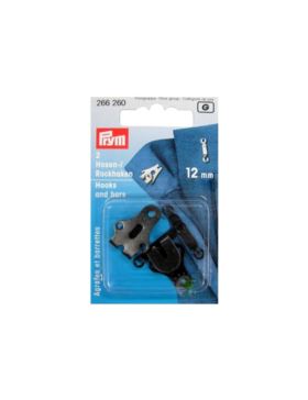 Haftki/zapięcia do odzieży PRYM - 12 mm - czarne - 266260 - 2szt./opak.