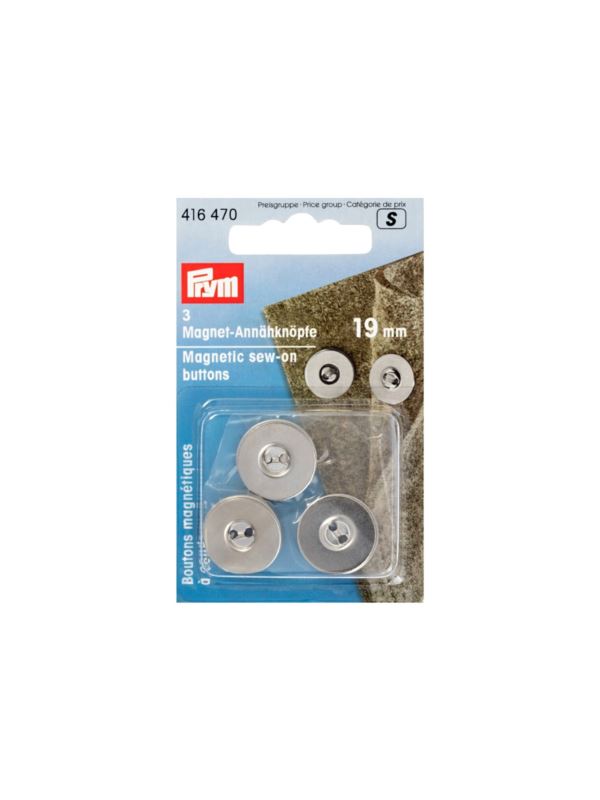 Zapięcia magnetyczne PRYM - 19 mm - srebrne - 416470 - 3szt./opak.