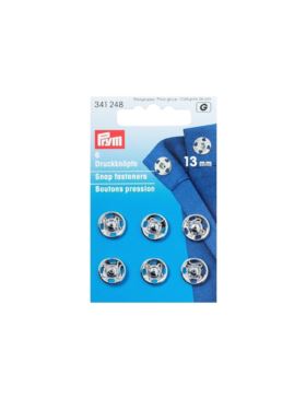 Zatrzaski metalowe PRYM - 13 mm - srebrne - 341248 - 6szt./opak.