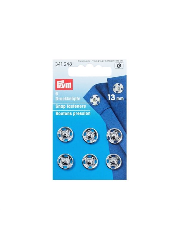 Zatrzaski metalowe PRYM - 13 mm - srebrne - 341248 - 6szt./opak.