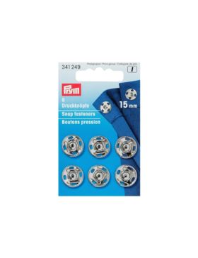 Zatrzaski metalowe PRYM - 15 mm - srebrne - 341249 - 6szt./opak.