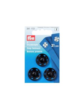 Zatrzaski metalowe PRYM - 21 mm - czarne - 341172 - 3szt./opak.