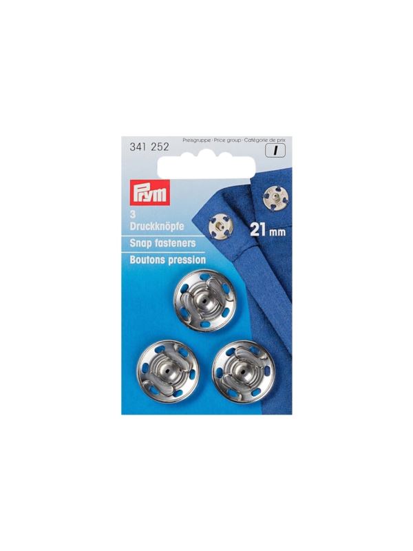 Zatrzaski metalowe PRYM - 21 mm - srebrne - 341252 - 3szt./opak.