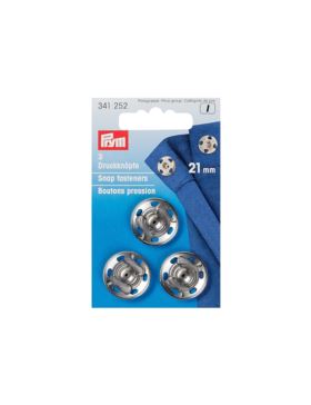 Zatrzaski metalowe PRYM - 21 mm - srebrne - 341252 - 3szt./opak.