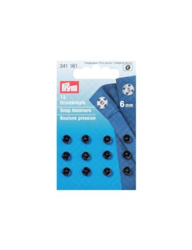 Zatrzaski metalowe PRYM - 6 mm - czarne - 341161 - 12szt./opak.
