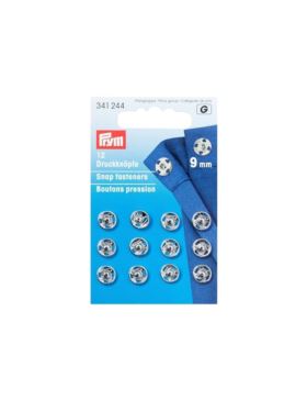 Zatrzaski metalowe PRYM - 9 mm - srebrne - 341244 - 12szt./opak.