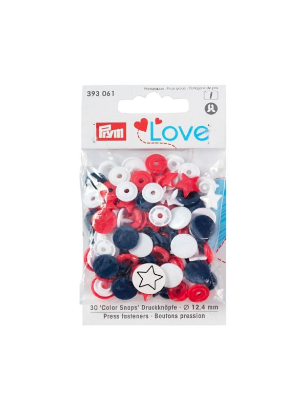 Napy plastikowe mix PRYM - Love - 12,4 mm - gwiazdki - 393061 - 30szt./opak.