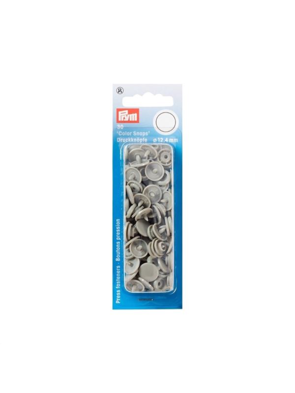 Napy plastikowe PRYM - 12,4 mm - szare jasne - 393124 - 30szt./opak.