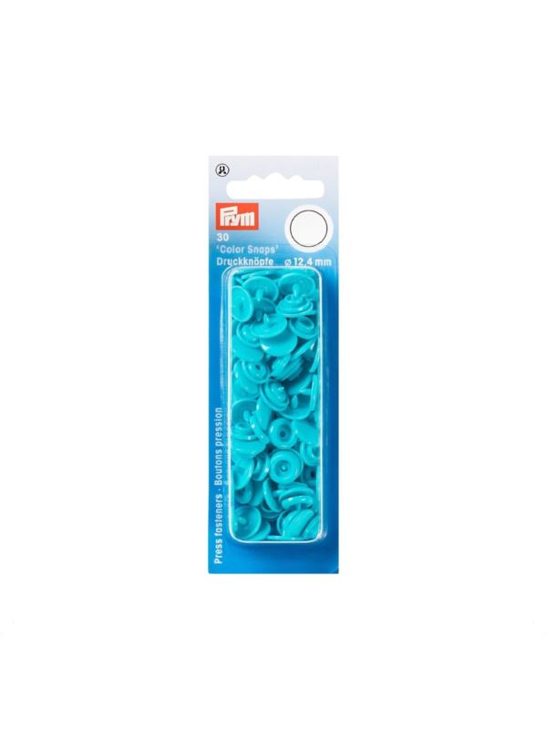 Napy plastikowe PRYM - 12,4 mm - turkusowe - 393146 - 30szt./opak.