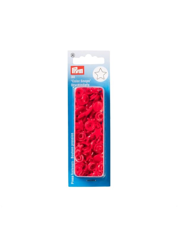 Napy plastikowe PRYM - 12,4 mm - gwiazdki - czerwone - 393238 - 30szt./opak.