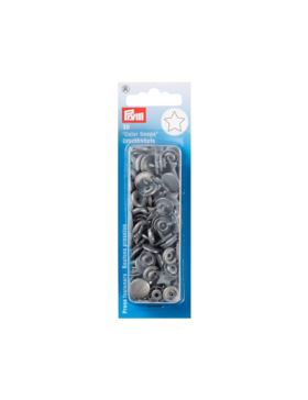 Napy plastikowe PRYM - 12,4 mm - gwiazdki - szare - 393245 - 30szt./opak.