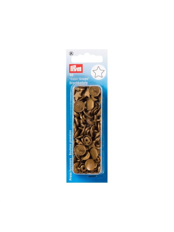 Napy plastikowe PRYM - 12,4 mm - gwiazdki - stare złoto - 393211 - 30szt./opak.