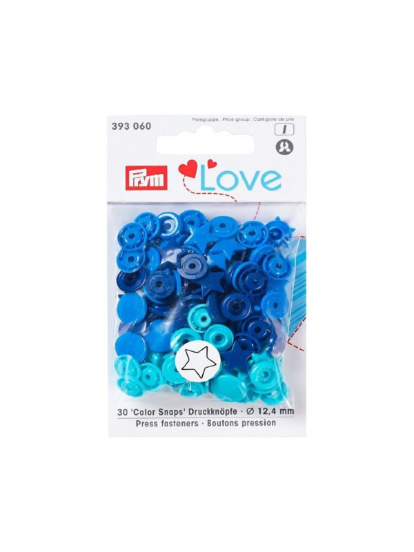 Napy plastikowe mix PRYM - Love - 12,4 mm - gwiazdki - 393060 - 30szt./opak.