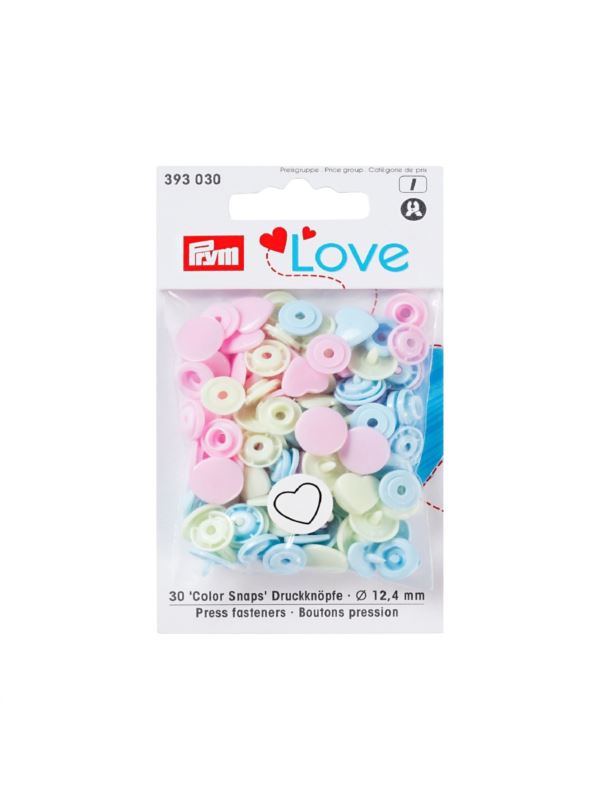 Napy plastikowe mix PRYM - Love - 12,4 mm - serca - 393030 - 30szt./opak.