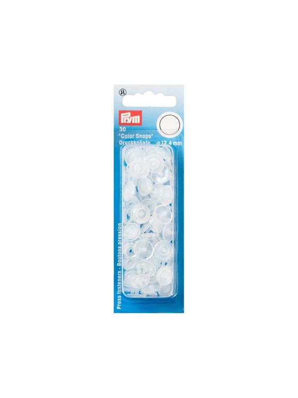 Napy plastikowe PRYM - 12,4 mm - przezroczyste (błyszczące) - 393199 - 30szt./opak.